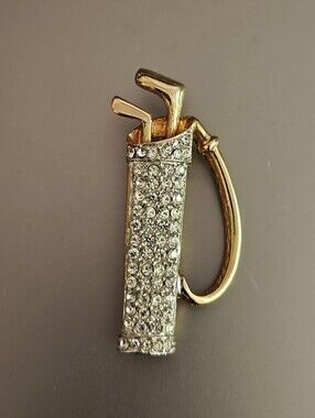 Vintage Signed Puccini Golf Bag And Clubs Pin Brooch